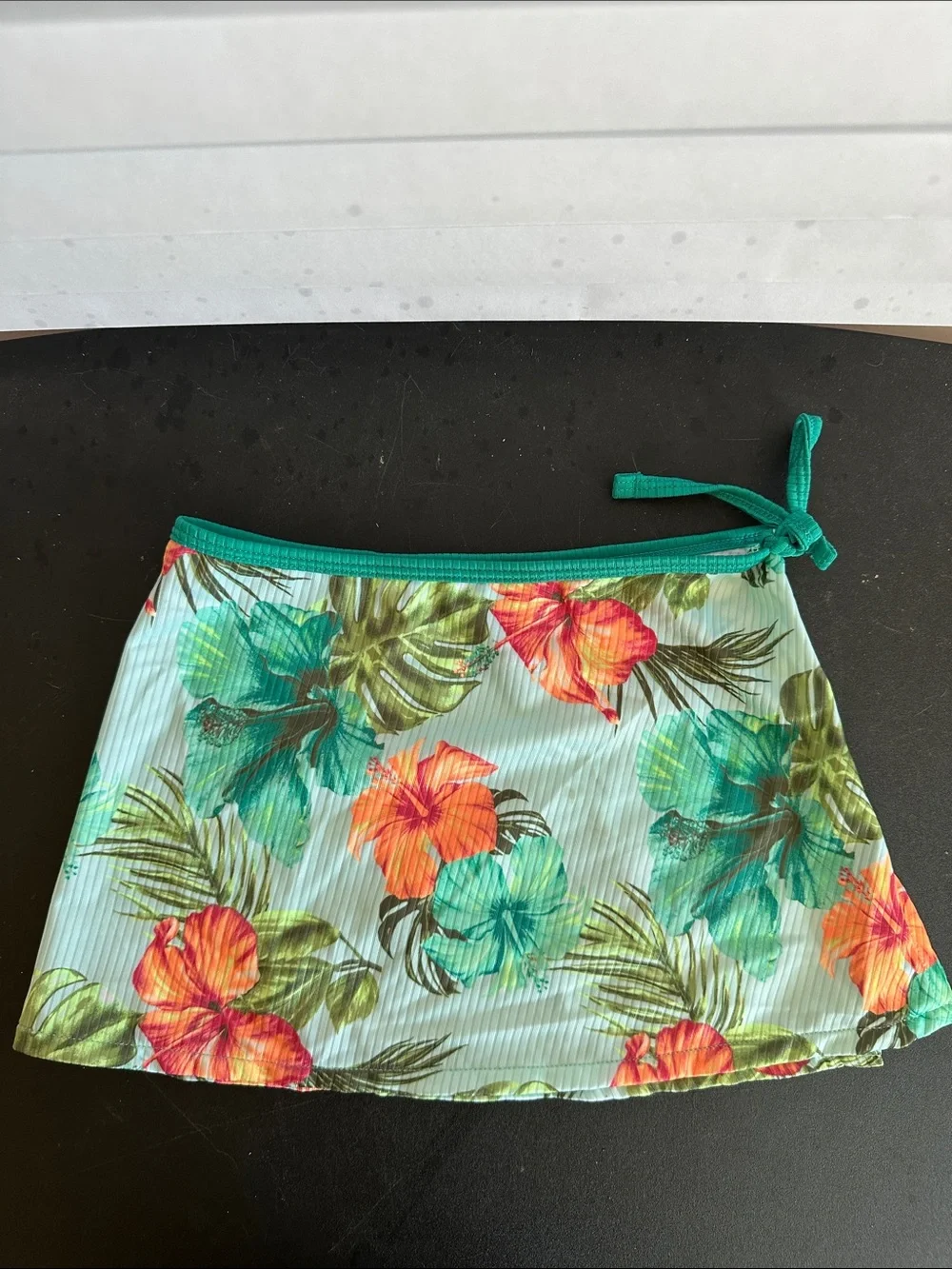 Justice Girls Teal Floral Two-Piece Bikini Set w/Skirt Size 7/8